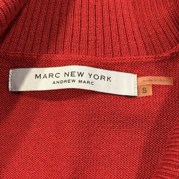 MARC NEW YORK Womens Size Small Red V-neck Long Sleeve Knit Belted Sweater Dress - Picture 4 of 7